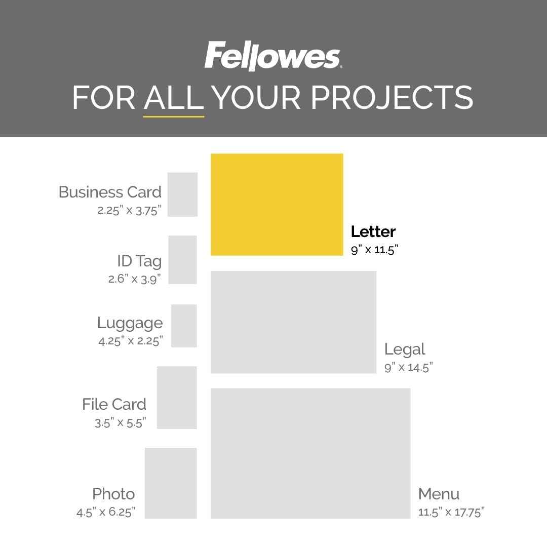 Fellowes Bolsas de laminación térmica, hojas de tamaño carta de 3 mil, 9 x 11.5, paquete de 200, transparente (5743401)