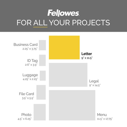 Fellowes Bolsas de laminación térmica, hojas de tamaño carta de 3 mil, 9 x 11.5, paquete de 200, transparente (5743401)