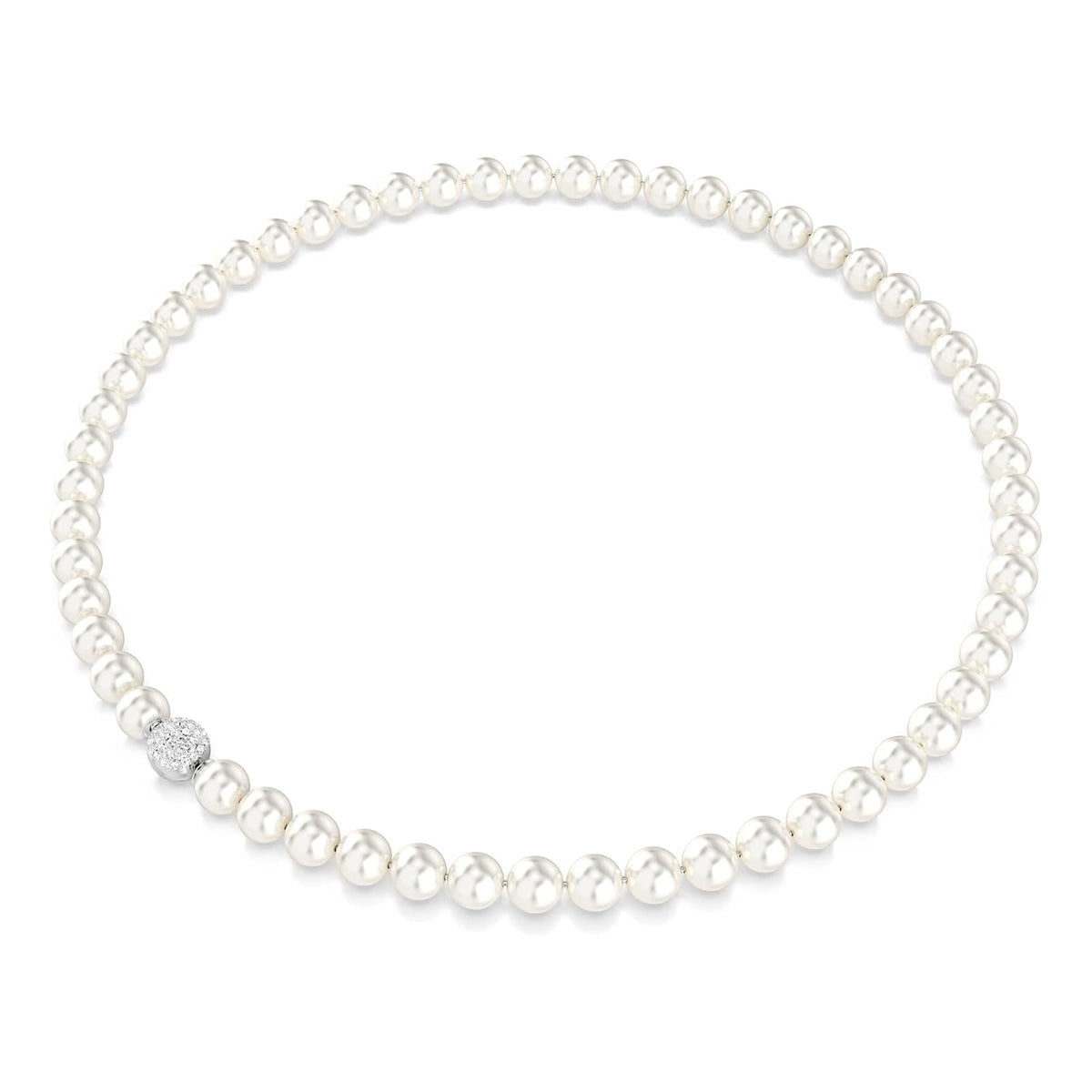 Collar Swarovski Matrix, perla de vidrio, blanco, baño de rodio