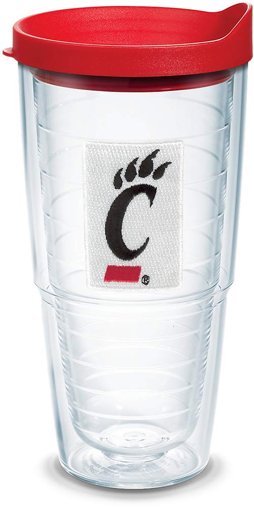 Tervis Vaso con Tapa, Diseños de Equipos Universitarios NCAA - Cincinnati Univ - 24 Oz - Transparente