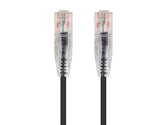 Monoprice Cat6 Ethernet Patch Cable - 30 feet - Black | Snagless RJ45 Stranded 550MHz UTP CMR Riser Rated Pure Bare Copper Wire 28AWG - SlimRun Series