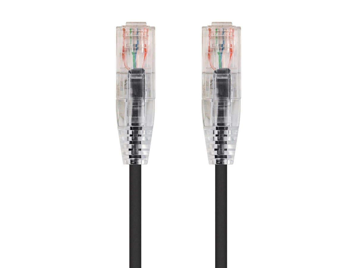Monoprice Cable Ethernet Cat6 SlimRun 0.9 m (3 pies), Morado - 50ft - Negro -