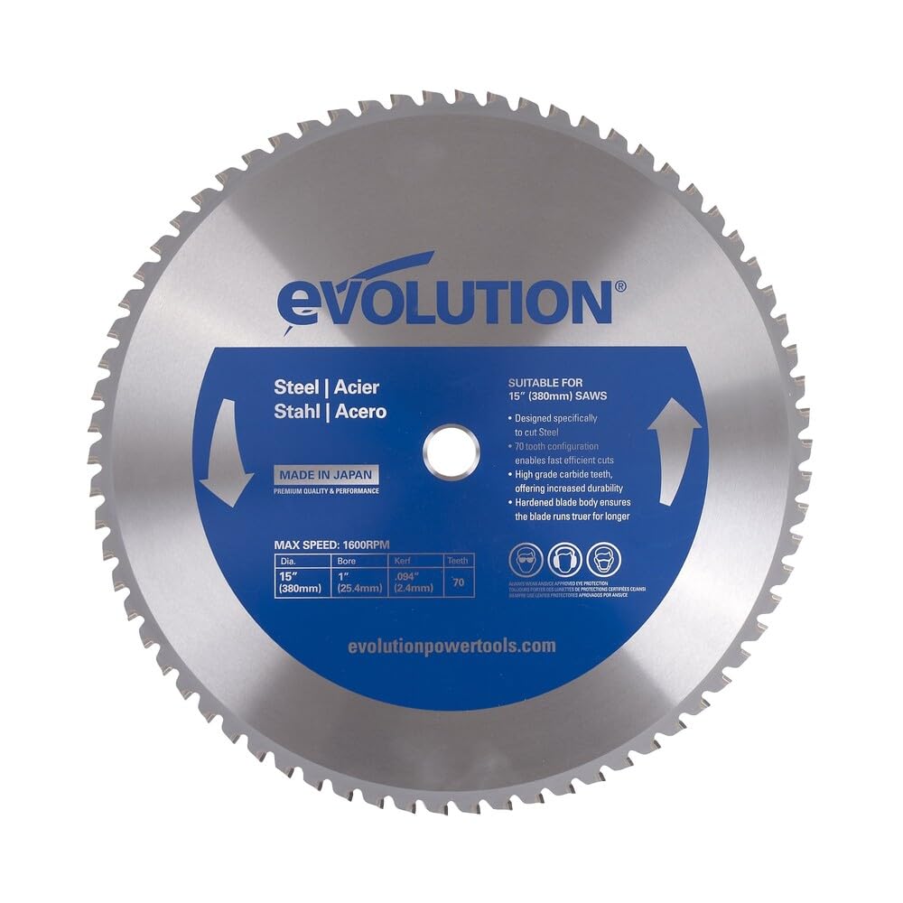 Evolution Power Tools - Hoja de sierra de corte, acero inoxidable - Azul - Patchwork - 15 pulgadas - 70-Tooth