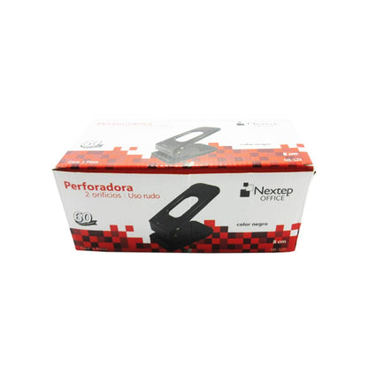 Perforadora Nextep Uso Rudo 2 Orificios 8cm Hasta 60 Hojas Color Negro