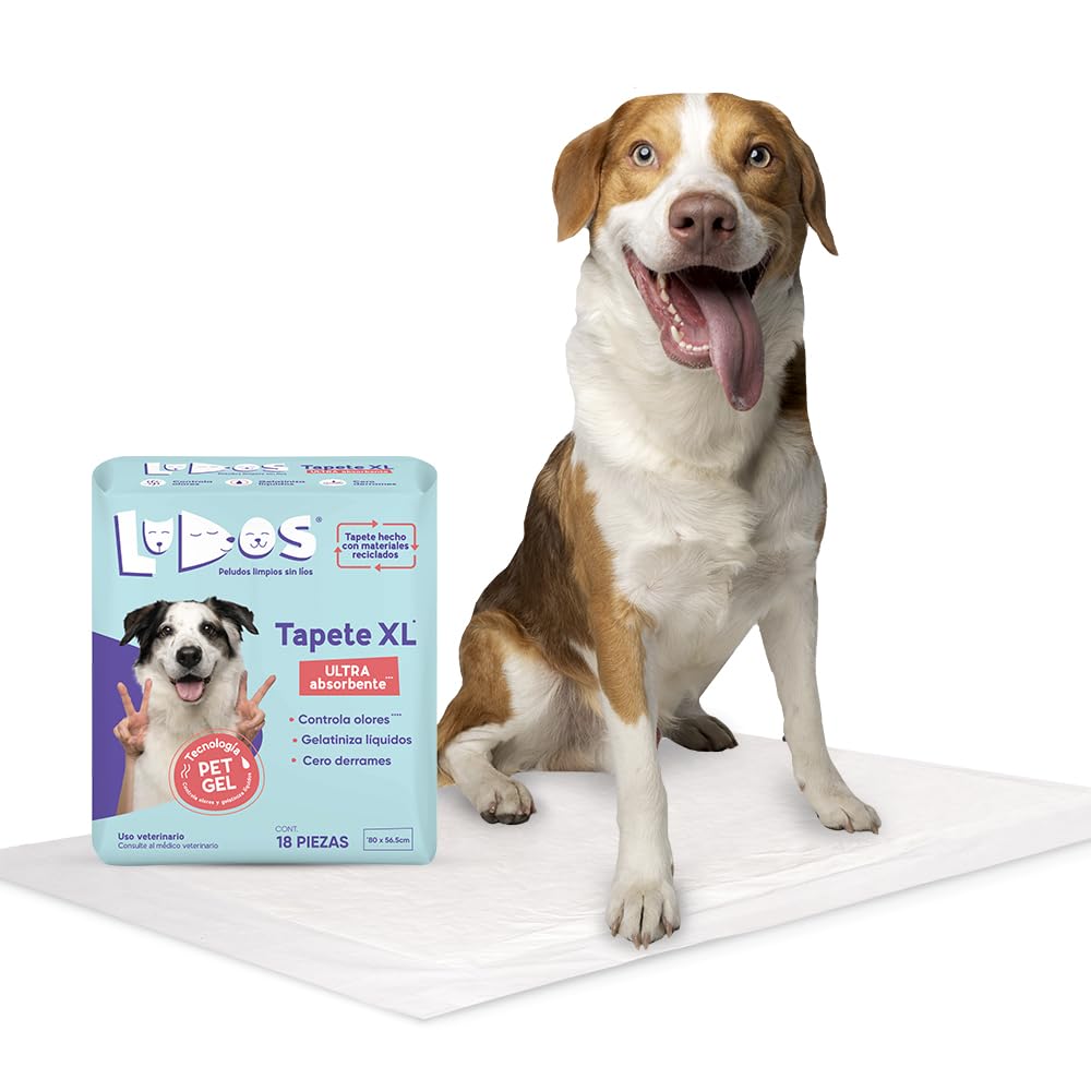 LUDOS Tapete Ultra Absorbente para Perro, Tamaño XL, con Control de Olores, Paquete con 18 Piezas.