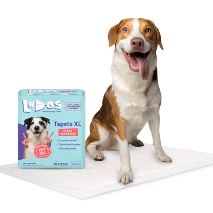 LUDOS Tapete Ultra Absorbente para Perro, Tamaño XL, con Control de Olores, Paquete con 18 Piezas.