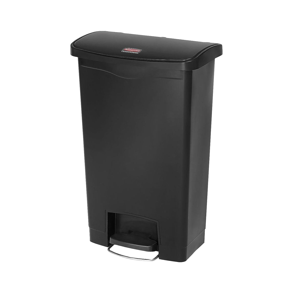 Rubbermaid Commercial Products Streamline® – Contenedor Delgado para Espacios Reducidos, Bote con Pedal Frontal, Cierre Silencioso y Bisagra que No Daña la Pared, Capacidad de 49 L, Negro 1883611 - 13 Gallon - Plastic Front Step Step-On - Negro