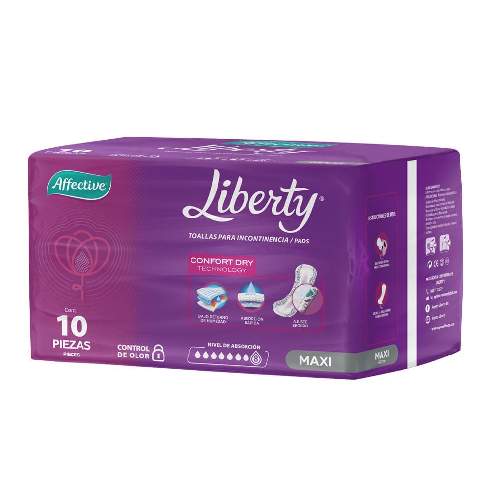 Affective Liberty Maxi Toallas para Incontinencia Femenina, Talla Maxi, 120 Piezas