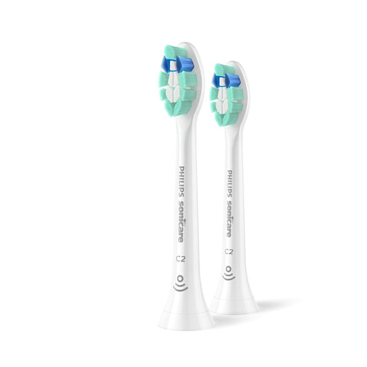 Philips Sonicare C2 Placa Control Cabezales Repuesto HX9022/77 | Blanco, Paquete de 2, Óptimo Control de Placa, Tecnología Cerdas de Potencia