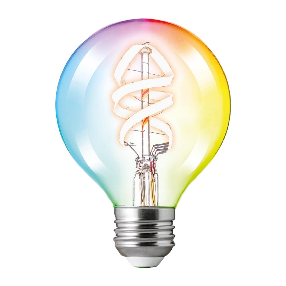 Tecnolite Connect Foco Vintage LED Inteligente G25 WiFi 4.5W - Luz RGB + Cálida, Atenuable, Bombilla Edison Compatible con Alexa, Google Assistant, Atajos de Siri y App móvil