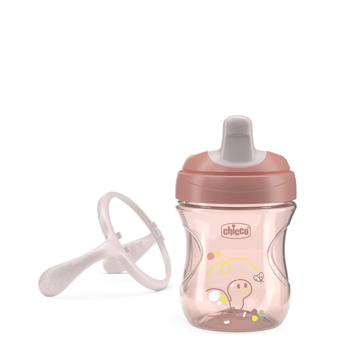 Chicco Vaso de Entrenamiento Training Cup 6M+ Anti Derrames Pico Ergonómico Asas Desmontables Rosa