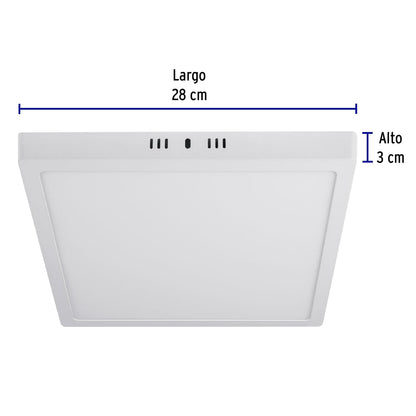 Volteck Lait PLA-213L, Luminario LED cuadrado tipo plafón 24 W color blanco luz de día