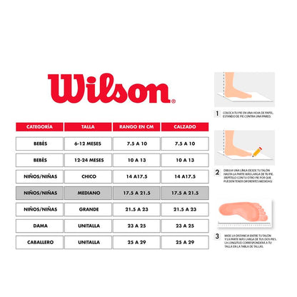 Wilson 10 Piezas Tin para Niños, color Blanco/Negro, Talla MD (19-22 CM), 8813