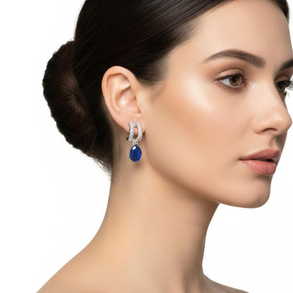 Anne Klein Aretes Plateado Mediano | Forma ovalada, cierre de poste, colección Miami, 1 par