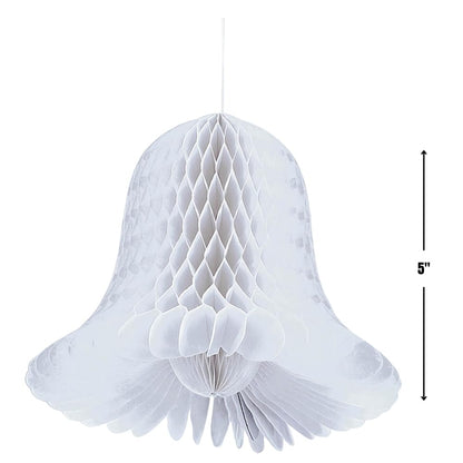 amscan Campanas Elegantes de Papel de Novia Blanco de Panal – 5 Pulgadas (Paquete de 4) – Decoraciones de Boda de Primera Calidad para recepción y Ceremonia