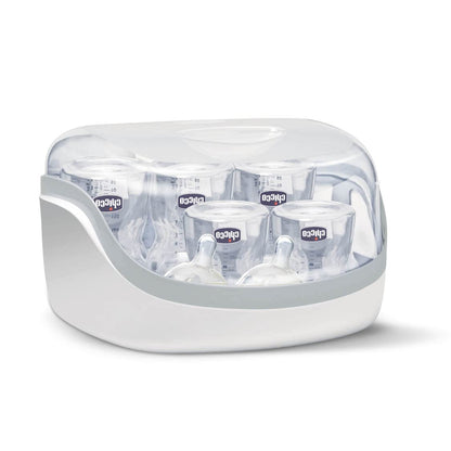 Chicco - Esterilizador para microondas de vapor, rápido y fácil de usar, hasta 6 Biberones, chupones, tetinas y otros accesorios, color Gris