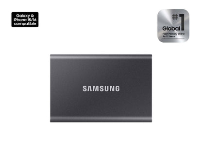 Samsung - SSD portátil T7 de 1 TB – hasta 1050 MB/s – Unidad Externa de Estado sólido USB 3.2, Gris (MU-PC1T0T/AM)