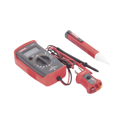 Amprobe PK-110 Kit Prueba Eléctrica Residencial: Multímetro AM-420 + Detector NCV VP-1000 + Probador Tomas ST-102B con GFCI Mide AC/DC hasta 300 V