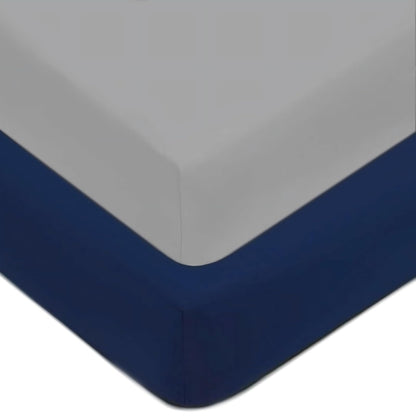 American Baby Company - Juego de 2 sábanas bajeras para cuna de 28 x 52 pulgadas, 100% poliéster microfibra ultrasuave, gris/azul marino, para niños y niñas, se adapta a colchones de cuna y cama para