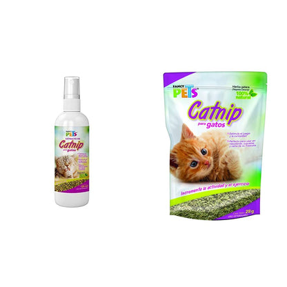 Fancy Pets Catnip en Spray para Gatos con 125 Mililítros + Catnip para Gato con 28 Gramos