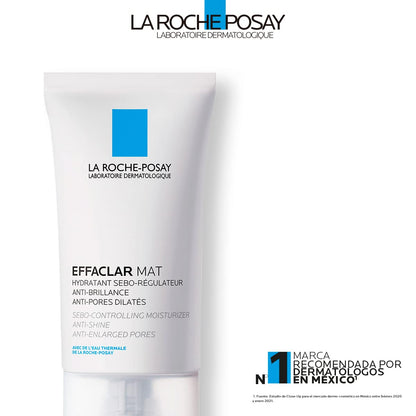 La Roche-Posay Effaclar Mat, Crema Facial Matificante para Piel Grasa, Hidrata y Reduce el Sebo, Combate el Brillo, Controla Oleosidad y Disminuye Poros, 40 ml