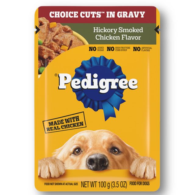 Pedigree Choice Cuts Sobres para Perro Adulto Sabores: Filet Mignon, Beef, Noodles & Vegetables, Hickory Smoked Chicken 54 Piezas 100g c/u