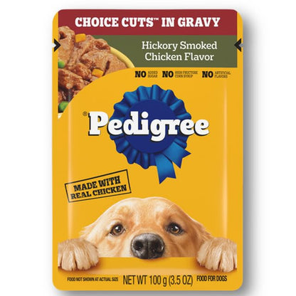 Pedigree Choice Cuts Sobres para Perro Adulto Sabores: Filet Mignon, Beef, Noodles & Vegetables, Hickory Smoked Chicken 54 Piezas 100g c/u