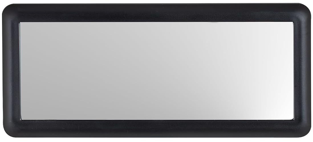 Custom Accessories 70003 - Espejo de visera de lujo negro | Espejo grande de maquillaje y cosméticos, soporte de clip de visera, respaldo calcomanía, construcción de plástico duradero