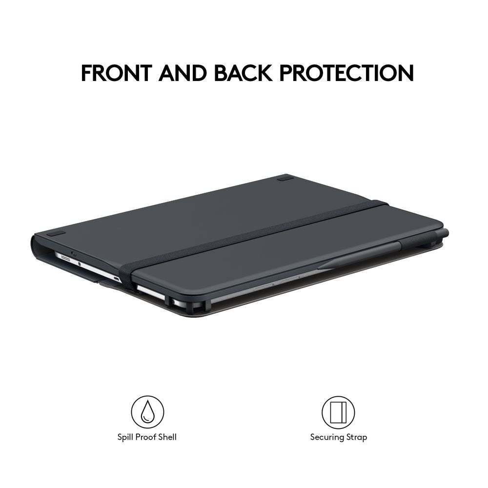Logitech Universal Folio Funda para iPad o Tablet con Teclado Inalámbrico Bluetooth, para iPad Apple de 9-10 Pulgadas/Tablet Android o Windows, Fácil, Batería hasta 2 Años - Negro