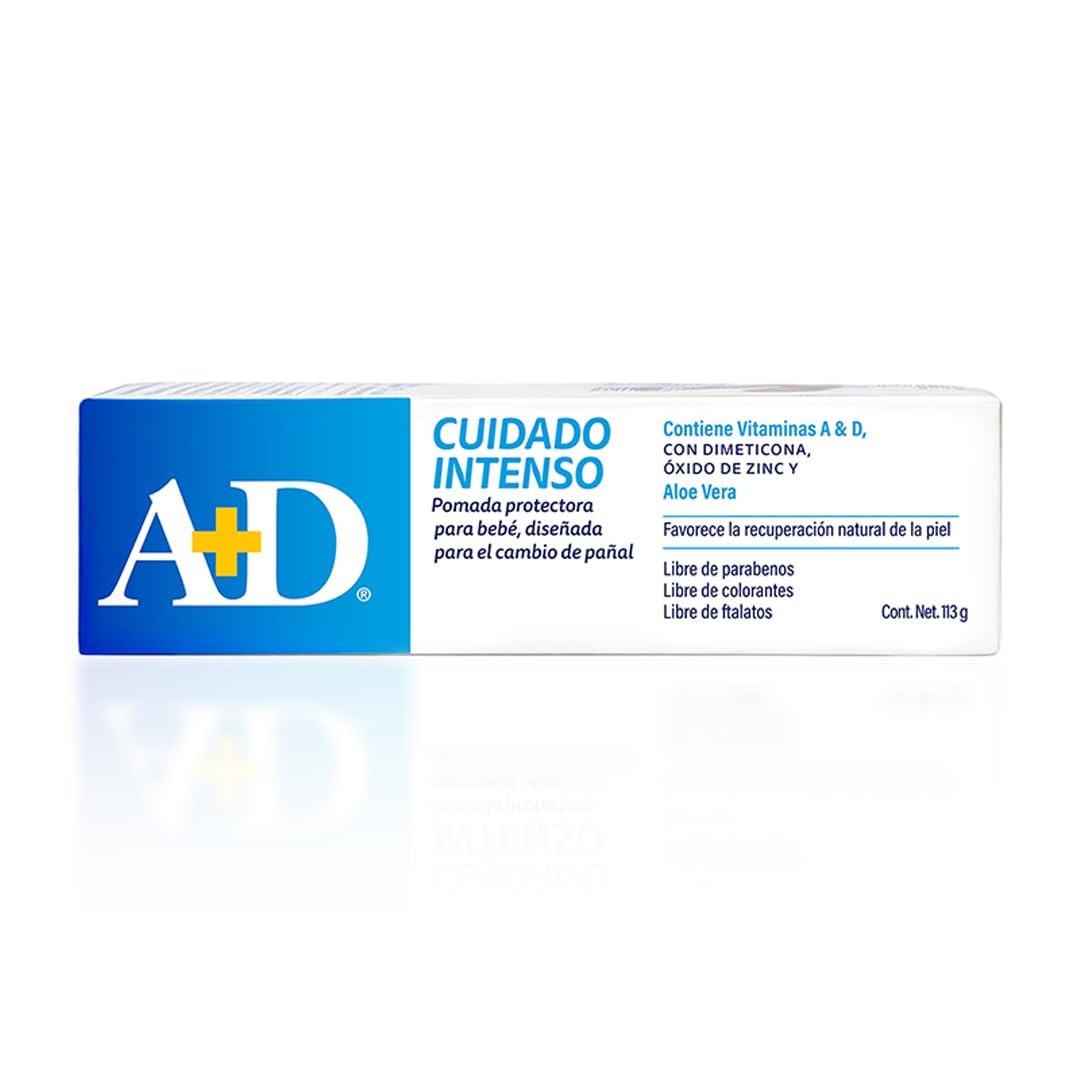 A+D Cuidado Intenso Pomada para Rozaduras de Pañal para Bebés 113g | Ayuda a la prevención de rozaduras | Con Óxido de Zinc y Aloe | Hipoalergénica