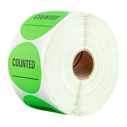 Restaurantware Label Tek - Calcomanías de embalaje de 2 x 2 pulgadas, 1000 etiquetas de envío de alta calidad, contadas, sostenibles, calcomanías de inventario de papel verde, alta visibilidad, con