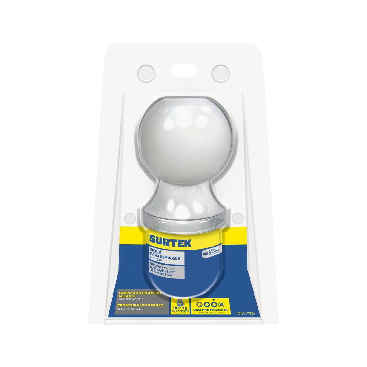 Surtek BORE3A Bola de Arrastre para Remolque 1-7/8" x 2"