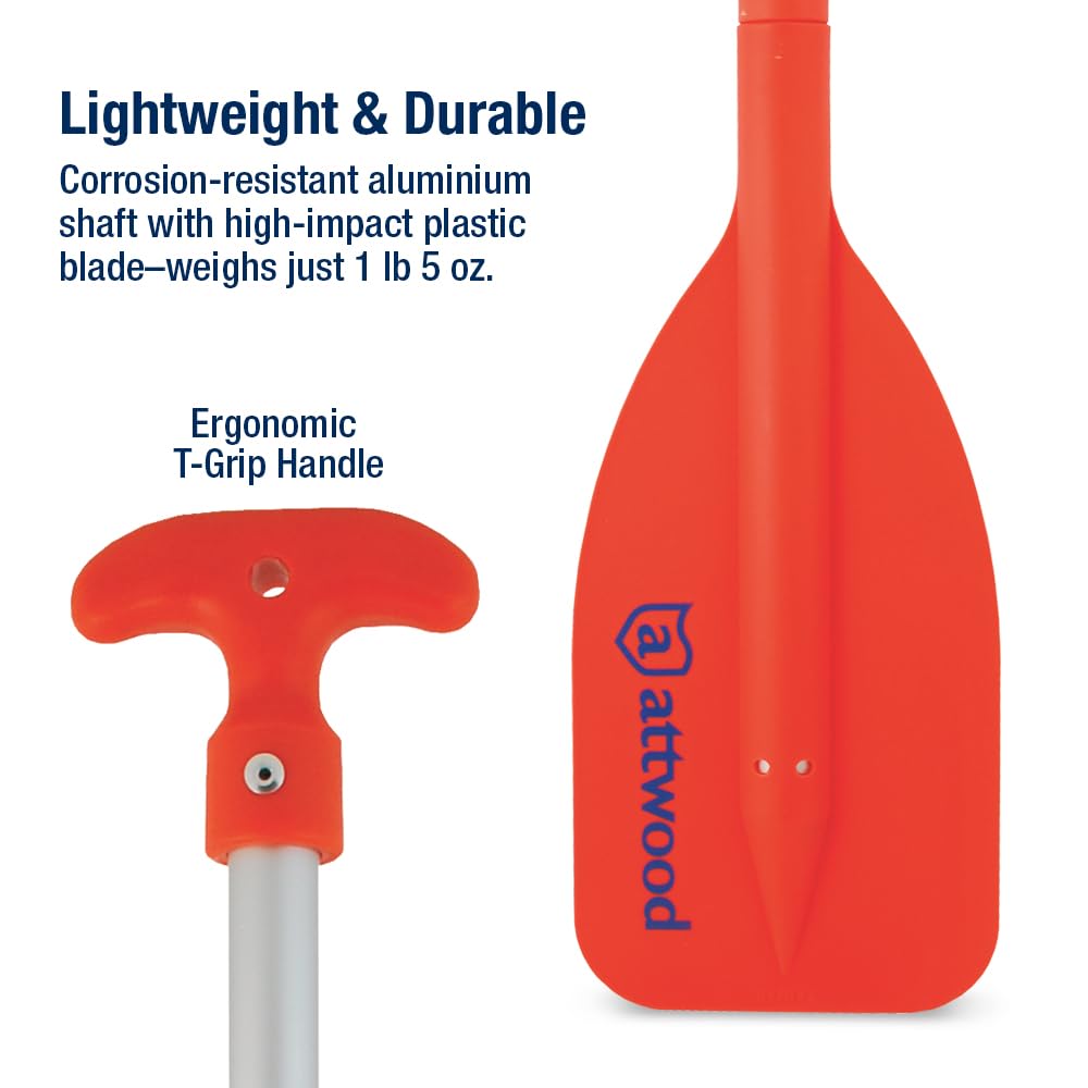 Attwood Emergency Telescoping Paddle for Boating, Orange - Multiple Sizes