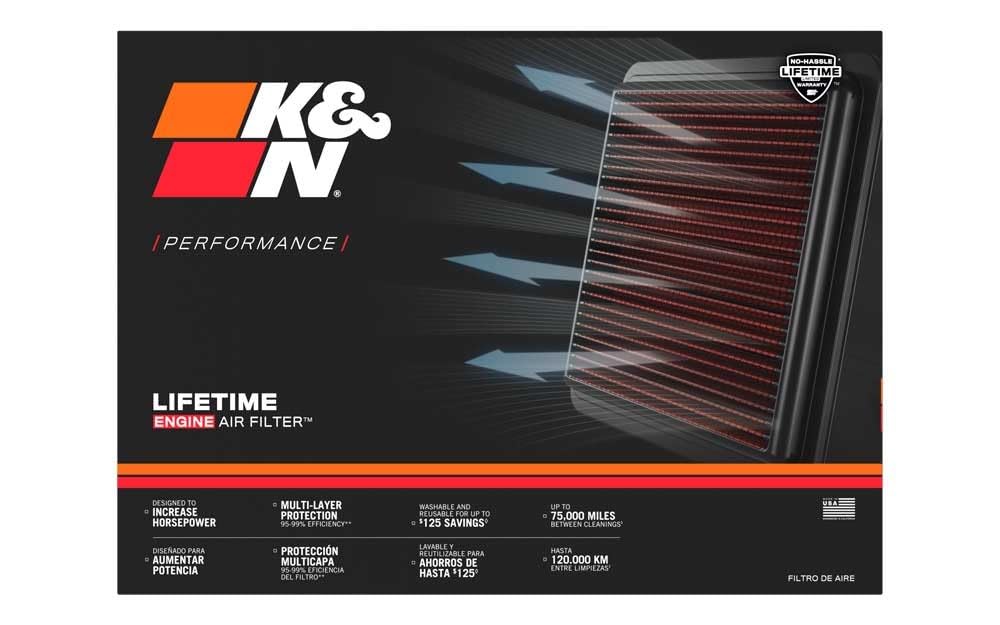 K&N 33-3045 Filtro de Aire de Alto Flujo Lavable para Mitsubishi y Toyota 2004-2024, Rojo, Paquete de 1