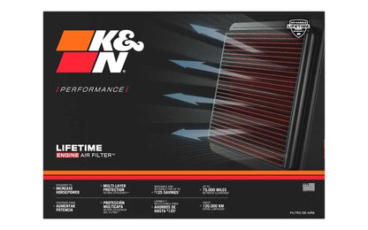 K&N 33-3045 Filtro de Aire de Alto Flujo Lavable para Mitsubishi y Toyota 2004-2024, Rojo, Paquete de 1