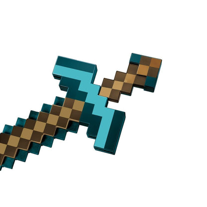 Minecraft Vanilla Juguete Espada-Pico Transformable 2 en 1 Diseño Pixelado Diamante Herramienta de rol Aventuras y Disfraces para niños de 6 años en adelante