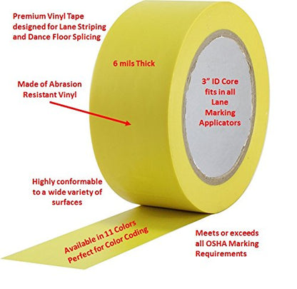 ProTapes Pro 50 Premium Vinyl Safety Marking and Dance Floor Splicing Tape, 6 mils Thick, 36 yds Length x 3" Width, Clear (Pack of 1)