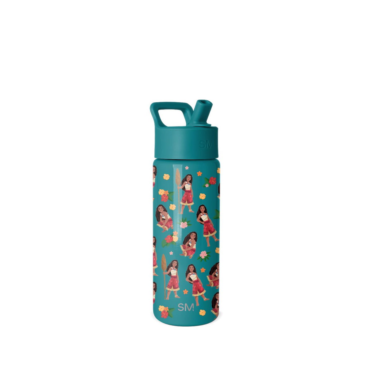 Simple Modern Summit Botella Infantil con Popote, Acero Inoxidable, Diseño Disney - Disney-Moana Oceana - 0.5 Litros