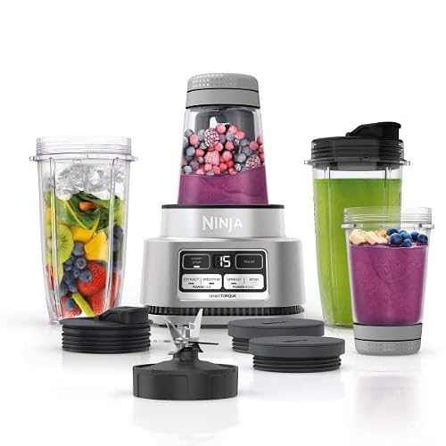 Ninja Foodi Power Nutri Duo SmartTorque Bowl + Vaso SS101Q | SmartTorque sin Atascos | Cup para Bebidas + Bowl para Smoothie Espeso | 1200W