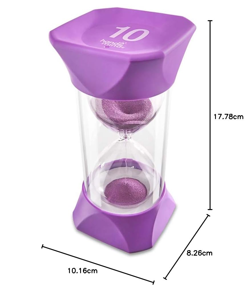 hand2mind Purple Jumbo Sand Timers, 10 Minute Sand Timer, Timer for Kids, Hourglass Sand Timer with Soft Rubber End Caps, Large Sand Timers, Visual Timer, Ten Minute Sand Timer (Set of 1)