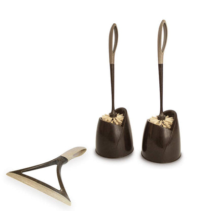 Cepimex, Set para Baños de 3 piezas, 2 Cepillos para WC con Tazón y 1 Jalador para Ventanas a base de Agave
