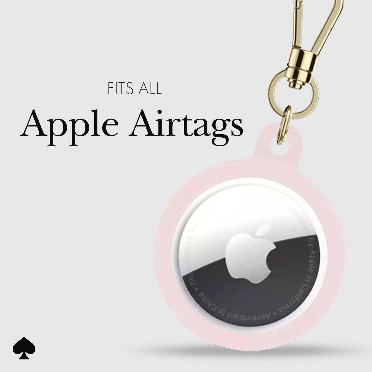 Kate Spade New York Estuche para AirTag con Clip de Anillo Dorado, Hollyhock Cream