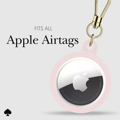 Kate Spade New York Estuche para AirTag con Clip de Anillo Dorado, Hollyhock Cream