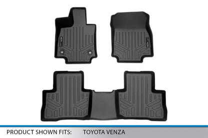 SMARTLINER - Juego de Alfombrillas de Piso de 2 Filas, Color Negro para Toyota Venza 2021