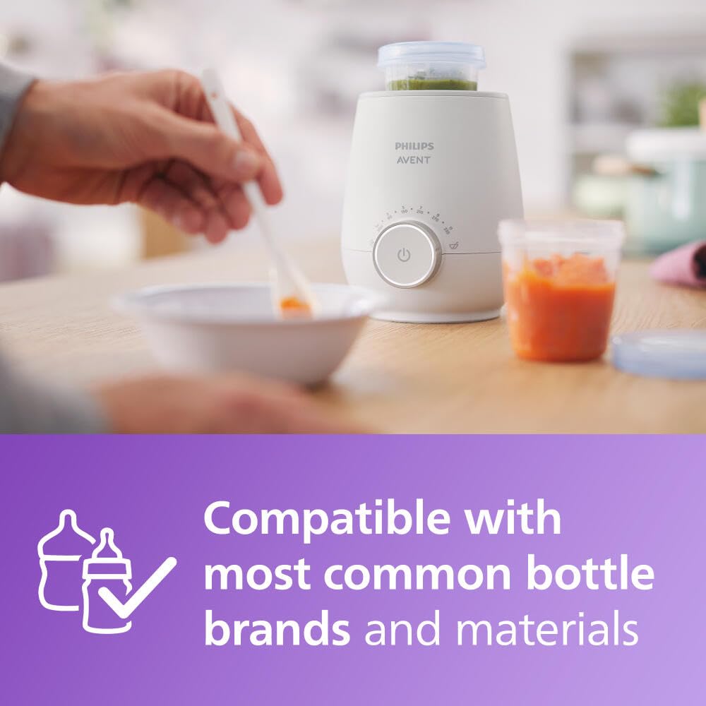 Philips Avent Calentador de Biberones en 3 minutos | Control inteligente de temperatura | Función para descongelar | Calienta de manera uniforme | Apagado automático | SCF358/00