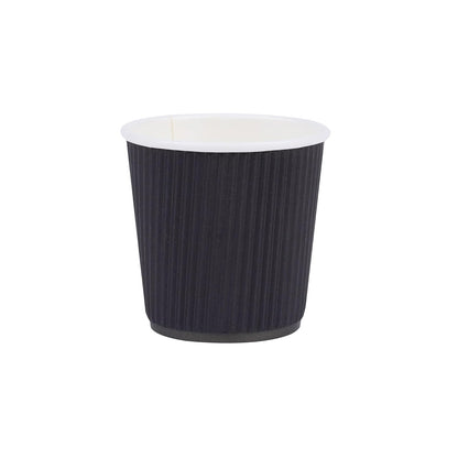 Restaurantware 25-CT Disposable Hot Beverage Cups with Ripple Wall Design, Black, 4 oz