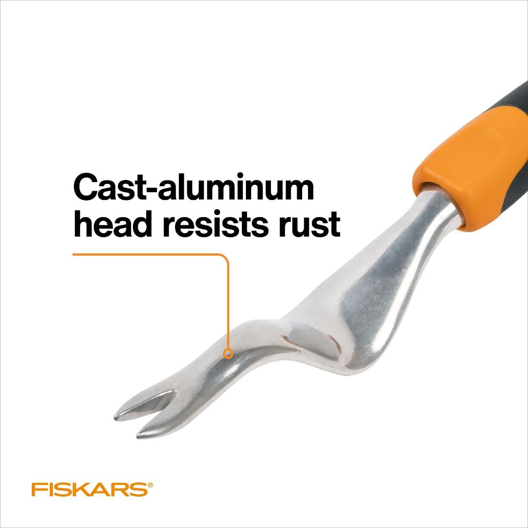 Fiskars Ergo Herramienta de deshierbe, Herramienta de Mano de jardinería Resistente con Mango ergonómico y Agujero para Colgar para Almacenamiento, Elimina malezas y raíces como Dientes de león y