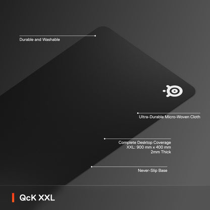 SteelSeries QcK Alfombrilla de ratón para Videojuegos - Tejido XXL - Seguimiento y Estabilidad de Primera Clase - Alfombrilla de ratón para Deportes electrónicos - Parte Inferior Antideslizante -