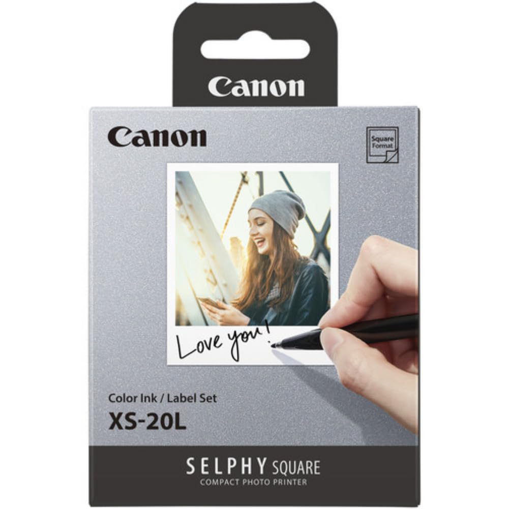 Canon Juego de Tinta/Etiquetas de Color XS-20L (20 Hojas), Compatible con Impresora Cuadrada SELPHY