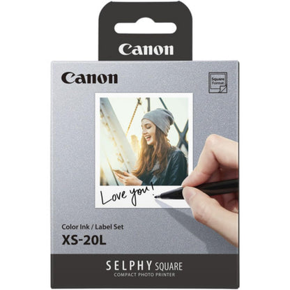 Canon Juego de Tinta/Etiquetas de Color XS-20L (20 Hojas), Compatible con Impresora Cuadrada SELPHY